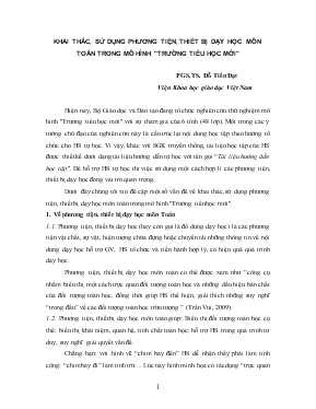 Khai thác, sử dụng phương tiện, thiết bị dạy học môn toán trong mô hình "trường tiểu học mới"
